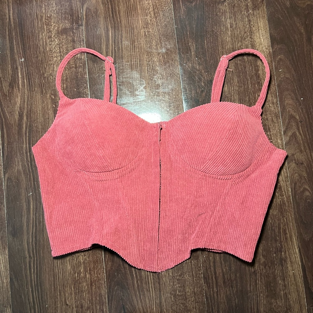 Say what wine corduroy corset top size large
